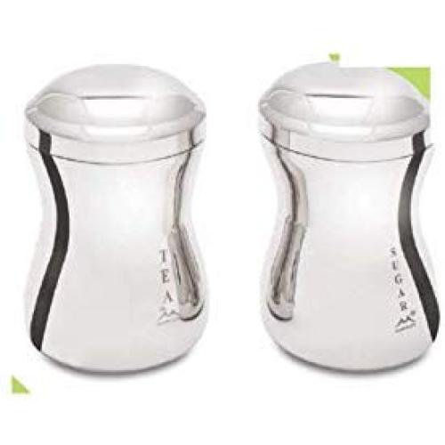 PLANET 007 Stainless Steel Stylish Sugar Container Tea Container/Sugar jar/Tea jar/Canister (Capacity - 900 ml) Pack of 2