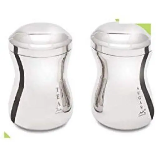 PLANET 007 Stainless Steel Stylish Sugar Container Tea Container/Sugar jar/Tea jar/Canister (Capacity - 900 ml) Pack of 2