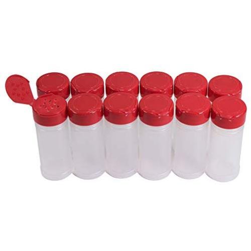 Pinnacle Mercantile Runde 4oz Gewürzdosen mit Siebleinen (12er-Set) Klar, Leere, Wiederverwendbare Behälter für Kräuter, Gewürze, Süßzutöpfe | Robustes Plastik