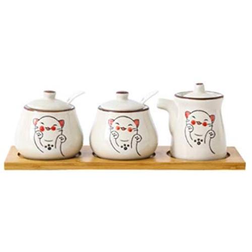 Mini Spice Jars Japanese-style hand-painted seasoning box set home kitchen three-piece