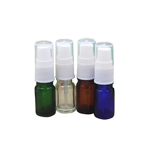 TOPWEL 5ml/10ml Leere Refillbare Glas-Cremelotion Pumpflasche - Pack von 6 (5ML, Grün)
