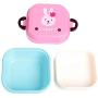 Kitchen Food Storage Jar Airtight Food Storage New Cute Cartoon Lunch Box Food Container Storage Portable Bento Spoon School (Color : Pink)