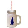 Navy Maine Coon Cat Silhouette #1 Frosted Glass Mason Jar With Straw