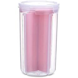 HENWERD Plastic Food Storage Containers with Lids Multi-grain Separated with Souble Lid Rotating Cover Containers (Pink,L)