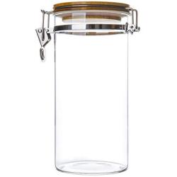 Large Glass Food Storage Jar - 40oz (1200ml) Tall Clear Kitchen and Pantry Storage Container - BPA Free Glass, Bamboo Lid, Airtight Leakproof Rubber Gasket, Snapping Metal Clamp - Multi-Purpose