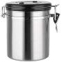 Food Storage Containers Stainless Steel with Airtight Lid and Locking Clamp, Kitchen Coffee Canisters Jars,Pantry Organization and Storage for Tea Snacks Sugar Milk Powder 1.1L/1.4L/1.8L (Size : M)