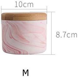 Chic Marble Pattern With Wood Cover Superior Minimalist Elegant Luxury Salt Sugar Storage Jar Home Organizer And For Cigarette,M Pink