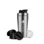 Dr. Prepare Protein Shaker Bottle, Stainless-Steel Sports Water Bottle with BPA-free Handle, Leak-Proof Lid, Storage Jar, and Mixing Ball for Gym, 25oz (Silver)