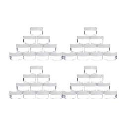 40pcs Sample Jars with Lids Plastic Empty Jar Box Mini Box Eyeshadow Container Face Cream Jars Round Bottle Bead Storage Pot Travel Cosmetics Makeup Accessary (40 Count, White)