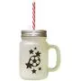 Schwarzer Fußball, Glasflasche mit Stroh, frostiges Design (#1)