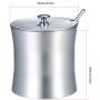 Decdeal Condiment Pots Stainless Steel Seasoning Cans Kitchen Pepper Salt Storage Jar Sugar Bowl with Lid and Spoon