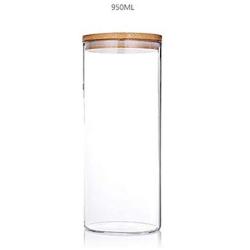 New Multiple Size Glass Sealed Storage Jar Wide Mouth Tea Foods Storage Canisters with Bamboo Cover Kitchen Accessories DA