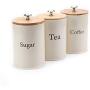 Set of 3 Metal Food Storage Canister Jar Kitchen Containers with Bamboo Lid