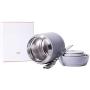 FACE Thermal Food Jar Vacuum Insulated Stainless Steel Wide Mouth Travel Container with Folding Spoon, 18-Ounce, Gray