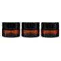 3PCS 30ML/1OZ Amber Glass Empty Refillable Cosmetic Cream Bottle Beauty Care Skin Cream Jar Pot with Black Aluminum Cover