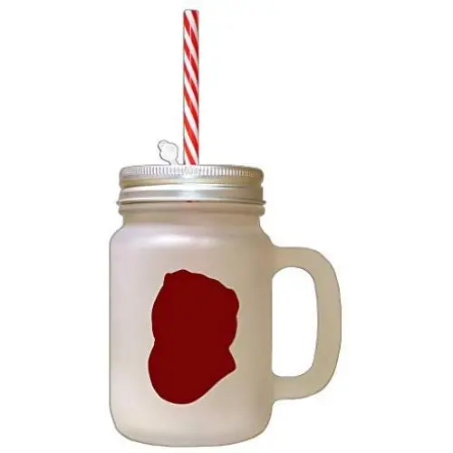 Maroon Scotish Fold Cat Head Silhouette Frosted Glass Mason Jar With Straw Maroon Scotish Fold Cat Head Silhouette Frosted Glass Mason Jar With Straw