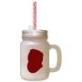 Maroon Scotish Fold Cat Head Silhouette Frosted Glass Mason Jar With Straw