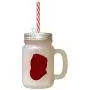 Maroon Scotish Fold Cat Head Silhouette Frosted Glass Mason Jar With Straw Maroon Scotish Fold Cat Head Silhouette Frosted Glass Mason Jar With Straw