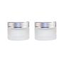 2Pcs Translucent Frosted Glass Face Cream Bottle with Silver Lid and Inner Pad Empty Refillable Storage Container Dispenser Holder Jars Pots Vials for Face Cream Eye Cream Lotion (30g/1oz)