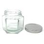 4 oz Hexagon Glass Jar Silver Metal Lid by Packaging For You 12 pack