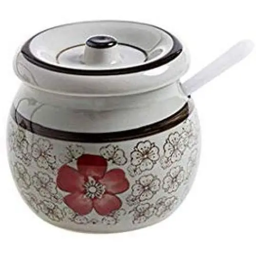 Keramik-Gewürzsäule XXDTG – für Küche, Vintage Stil mit Löffel und Deckel