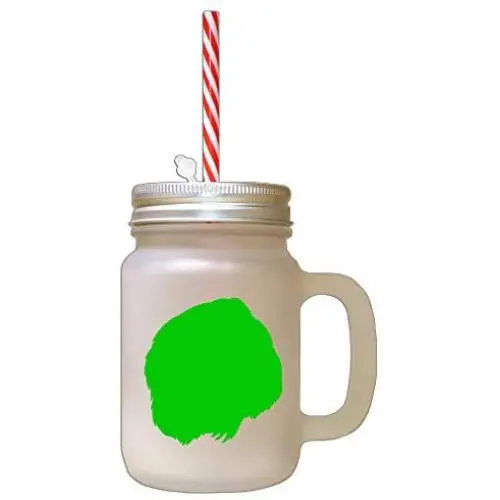 Grüne Deutsche Langhaarige Pointer Silhouette in Frostglas-Messinglas mit Strohhalse