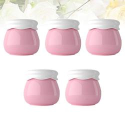 Minkissy 5pcs Plastic Jars with Lids Makeup Refillable Empty Containers for Cosmetics Lotion Cream Kitchen Travel (Pink)