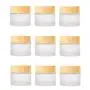 Bouteilles en verre glacées 10 pièces 10g/10ml avec couvercle en bois grain, pots à crème cosmétique réutilisables pour crème, maquillage, baume à lèvres, fards à paupières. Bouteilles en verre glacées 10 pièces 10g/10ml avec couvercle en bois grain, pots à crème cosmétique réutilisables pour crème, maquillage, baume à lèvres, fards à paupières.