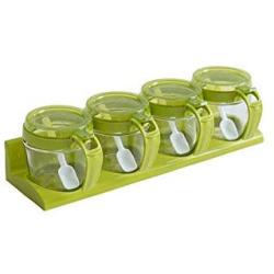 Clear Seasoning Rack Spice Pots Storage Container Condiment Jars Cruet With Cover,F