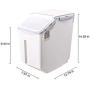 Haoun 33 lbs Rice Storage Container,Household Sealed Cereal Grain Organizer Box for Kitchen - Grey