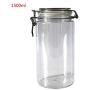 1500ML Plastic Round Clip Top Storage Jar With Airtight Seal Lid Food Container Tableware Preserving Kitchen Flour Pasta Spice