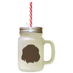 Brown Welsh Springer Spaniel Silhouette Frosted Glass Mason Jar With Straw