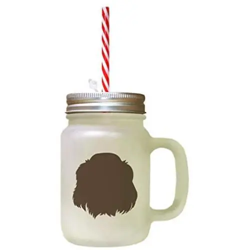 Brown Welsh Springer Spaniel Silhouette Frosted Glass Mason Jar With Straw Brown Welsh Springer Spaniel Silhouette Frosted Glass Mason Jar With Straw