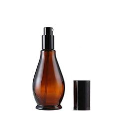 1PC 30ML / 1oz Amber Glass Empty Press Pump Bottles Jar Pot Container For Cosmetics Makeup Foundations Cream Lotion Essential Oils Skin Care Emulsion (Pumps Bottle)