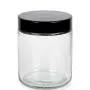 Bouteilles en verre rond, 8 oz (237 ml), Clear, Vivaplex, avec couvercles noirs - Pack de 8 Bouteilles en verre rond, 8 oz (237 ml), Clear, Vivaplex, avec couvercles noirs - Pack de 8