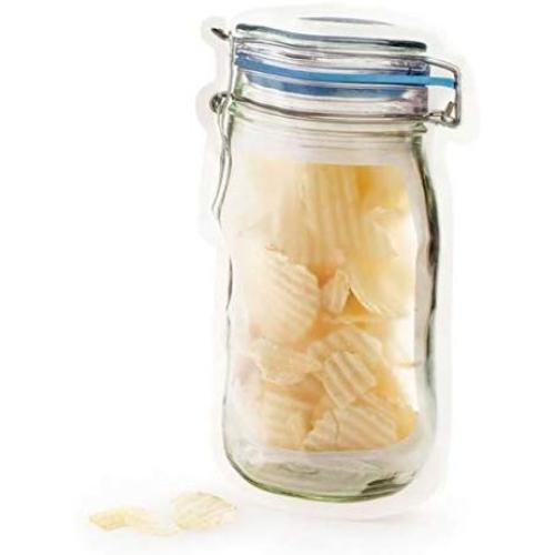 Mason Jar Pattern Food Saver Storage Bags Kitchen Organizer Childrens Snacks Fresh Bags Well Sealed S M (Size : M, 4pks)