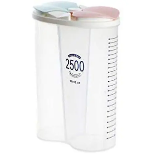 UPKOCH Divided Food Storage Box Plastic Dry Food Storage Container Rice Grain Storage 2 Grids Pink Green