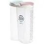 UPKOCH Divided Food Storage Box Plastic Dry Food Storage Container Rice Grain Storage 2 Grids Pink Green