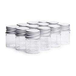 VASANA 12PCS 5ml Mini Empty Clear Glass Wish Bottles with Silver Aluminum Cap Portable Travel Size Cosmetic Essential Oil Powders Cream Storage Container Jars