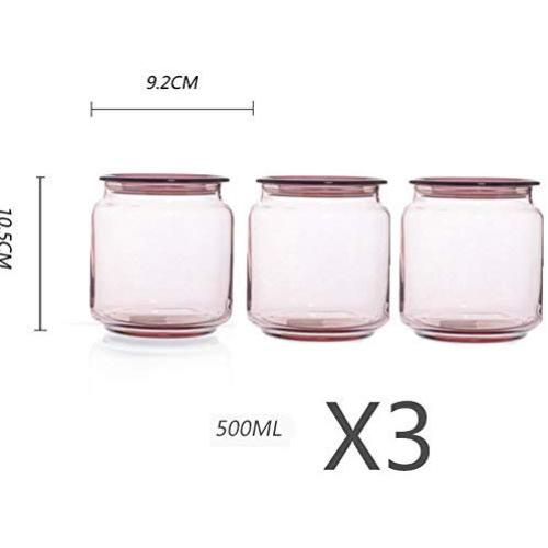 Yl Ly Glass Sealed Canister Storage Bottle Sealed Bottle Blue Pink Bottle Milk Powder Miscellaneous Grains Dried Fruit Bottle 500Ml 750Ml 1000M Pink 500Ml3
