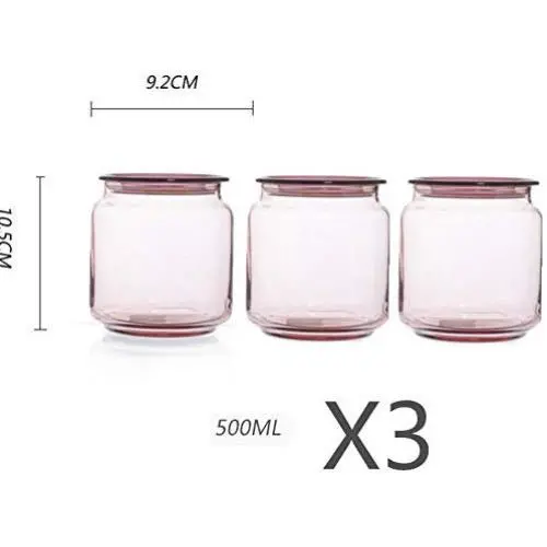 Yl Ly Glass Sealed Canister Storage Bottle Sealed Bottle Blue Pink Bottle Milk Powder Miscellaneous Grains Dried Fruit Bottle 500Ml 750Ml 1000M Pink 500Ml3