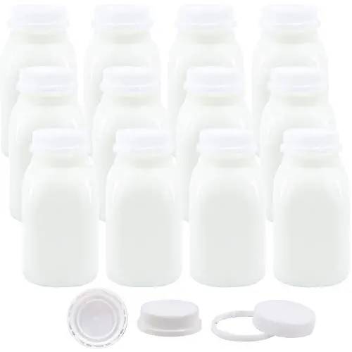 Bouteilles en plastique de 237 ml (8 oz) pour enfants, avec couvercs blancs, lot de 12.