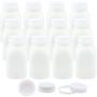 8 oz Small Plastic Milk Drink Juice Water Kids Lunch Bottles with White Caps 12Pk