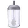 Transparent Kitchen Supplies Seasoning Bottle Salt Storage Box Spice Jar For Salt Sugar Pepper Powder With Spoon (Gray)