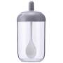 Swyss Kitchen Supplies Seasonning Bottle Box Spice Jars Condiment Jar Salt Storage, Combination Spoon and Lid Design (Gray)