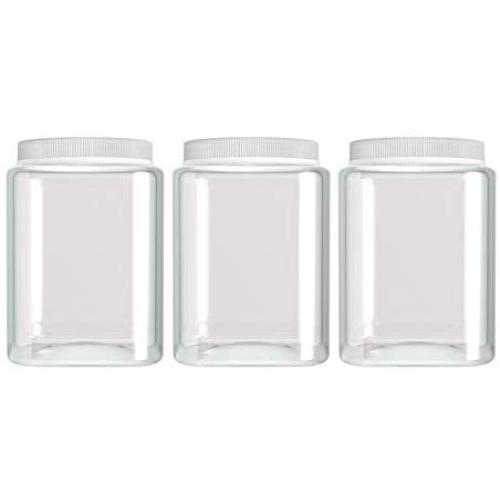 Silicook Clear Plastic Jar, Set of 3 - Square Shaped, Transparent, Food Storage Container, Kitchen & Household Organization for Dry goods, Spices, Vegetables, Ingredients and More (M)