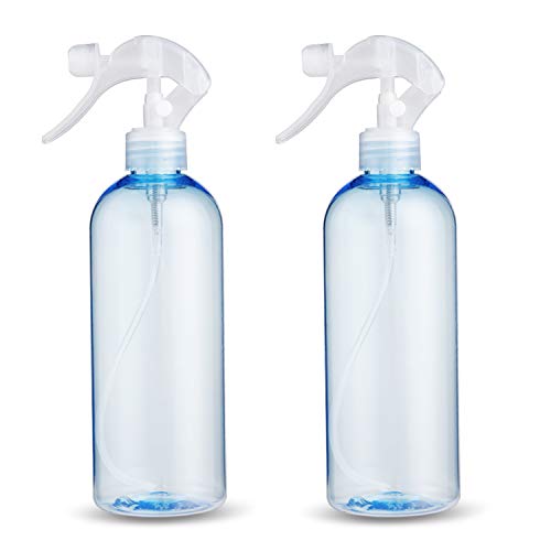 Plastic Spray Bottle, 2Pack 16oz Mister Spray Bottles, Refillable Trigger Sprayer for Cleaning Solution,Hair Care,Gardening,Alcohol (2Pack,16 oz)