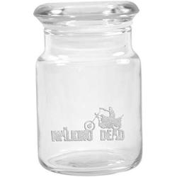 Clear Glass Herb Stash Jar with Lid 4.5 oz with Walking Dead Daryl Logo from Smoke Promos