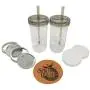 Mason Jar Drinking Glass Set - (2) 24oz Wide Mouth Ball Mason Jars with (2) Drinking Lids & Straws, (2) Storage Caps, (2) Metal Lids and Bands, and (1) Spirit Quest Supplies Large Jar Opener