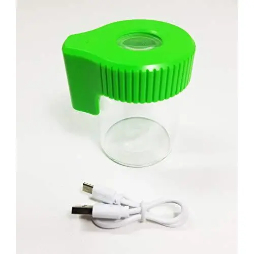 Vista Jar (Green) - air Tight jar with USB Rechargeable 4X Magnifying led lit lid Vista Jar (Green) - air Tight jar with USB Rechargeable 4X Magnifying led lit lid